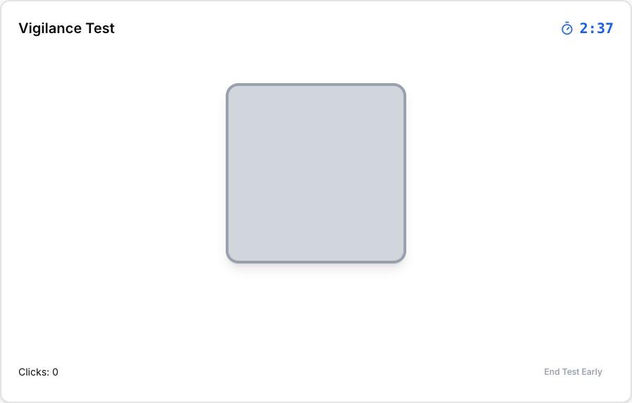 WAFV test interface showing grey box vigilance test
